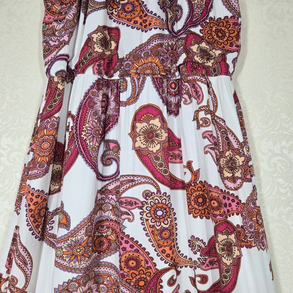 Express Paisley Halter Maxi Dress sz S White Pink Multicolor Tiered Boho NEW - Picture 5 of 16